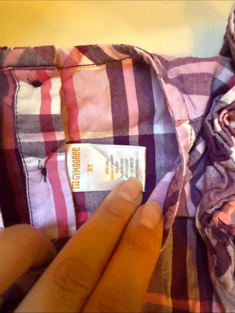 Gymboree Purple and Pink Plaid Ruffle Sleeve Dress 3T